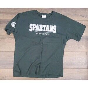 Champion Green Michigan State Spartans Embroidered Logo T-Shirt Authentic XL